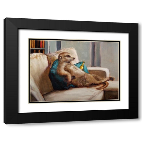 Couch Potato Black Modern Wood Framed Art Print with Double Matting by Heffernan, Lucia