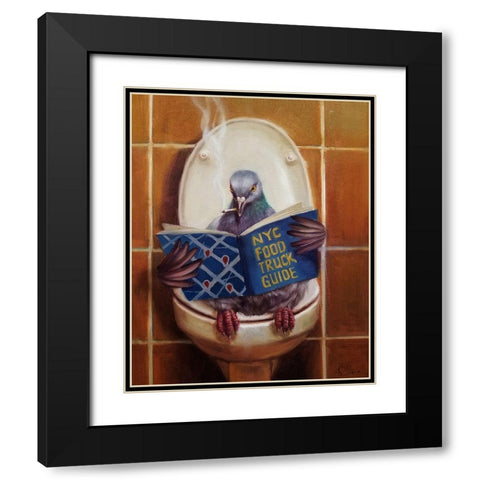 Stool Pigeon Black Modern Wood Framed Art Print with Double Matting by Heffernan, Lucia