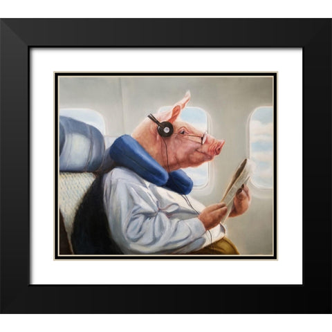 When Pigs Fly No. 2 Black Modern Wood Framed Art Print with Double Matting by Heffernan, Lucia