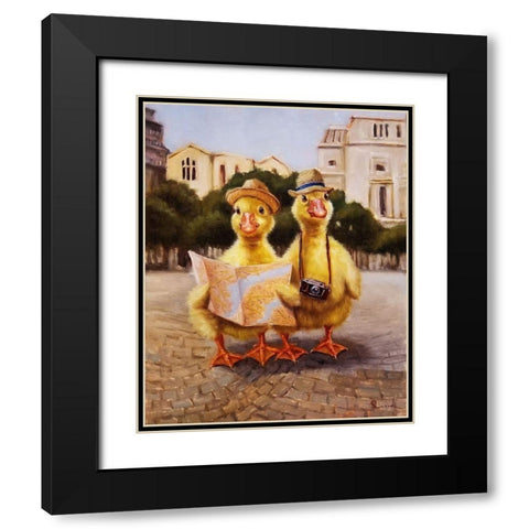 Tourists Black Modern Wood Framed Art Print with Double Matting by Heffernan, Lucia