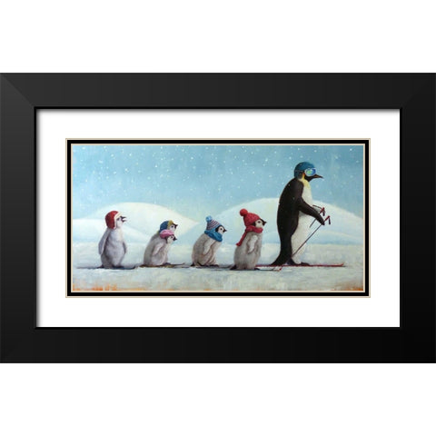 Ski School Black Modern Wood Framed Art Print with Double Matting by Heffernan, Lucia