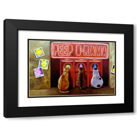 Peepshow Black Modern Wood Framed Art Print with Double Matting by Heffernan, Lucia