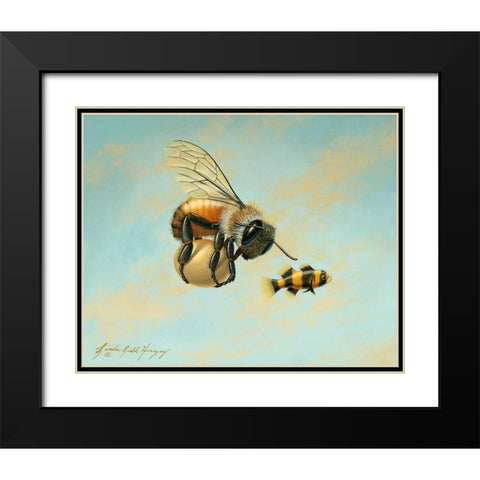 Beeing Egg Snatched Black Modern Wood Framed Art Print with Double Matting by Herzog, Linda Ridd