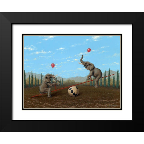 Ed Loves It When He Is Up Black Modern Wood Framed Art Print with Double Matting by Herzog, Linda Ridd