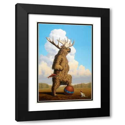When Griz Grew Up He Wanted To Be A Moose Black Modern Wood Framed Art Print with Double Matting by Herzog, Linda Ridd