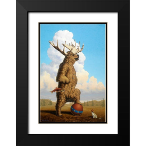 When Griz Grew Up He Wanted To Be A Moose Black Modern Wood Framed Art Print with Double Matting by Herzog, Linda Ridd