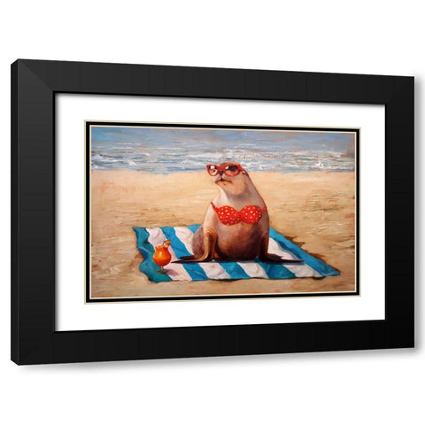 Beached Black Modern Wood Framed Art Print with Double Matting by Heffernan, Lucia