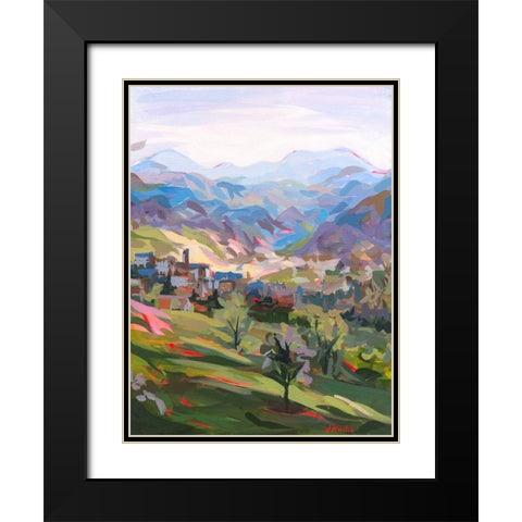 Italian Hillside Black Modern Wood Framed Art Print with Double Matting by Hastie, Joanne
