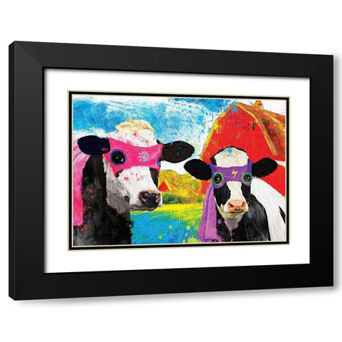 Lightning Girl and Tina Black Modern Wood Framed Art Print with Double Matting by Hastings, Porter