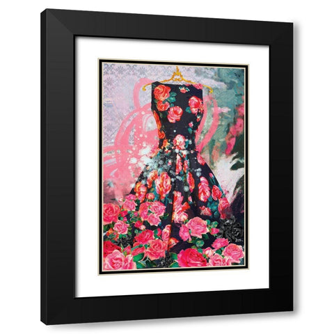 Tiffany Rose Black Modern Wood Framed Art Print with Double Matting by Hastings, Porter