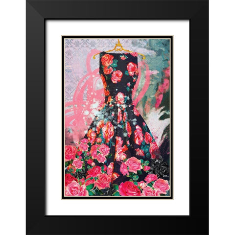 Tiffany Rose Black Modern Wood Framed Art Print with Double Matting by Hastings, Porter