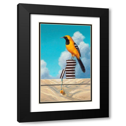 Oriole Oreos Black Modern Wood Framed Art Print with Double Matting by Herzog, Linda Ridd