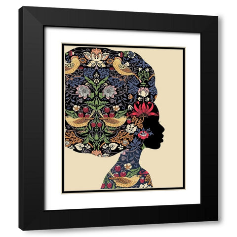 Afro Woman Black Modern Wood Framed Art Print with Double Matting by Horvat, Ioana