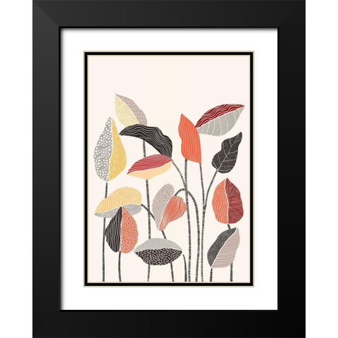Happy Leaves A Black Modern Wood Framed Art Print with Double Matting by Horvat, Ioana