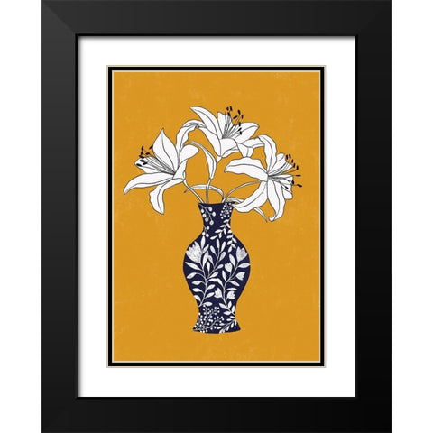 Lily On Yellow Black Modern Wood Framed Art Print with Double Matting by Horvat, Ioana