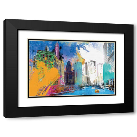 Chicago Impression Black Modern Wood Framed Art Print with Double Matting by Hastings, Porter