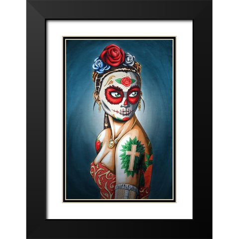 Luna Black Modern Wood Framed Art Print with Double Matting by Ivins, Nicholas