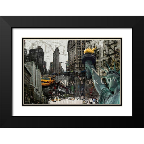 New York Black Modern Wood Framed Art Print with Double Matting by GraphINC