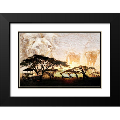 Savanna Black Modern Wood Framed Art Print with Double Matting by GraphINC