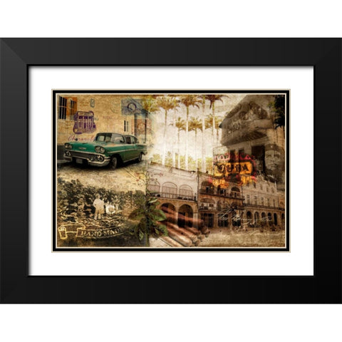 Cuba Black Modern Wood Framed Art Print with Double Matting by GraphINC