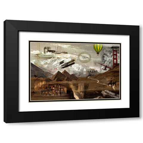 World Travel Black Modern Wood Framed Art Print with Double Matting by GraphINC