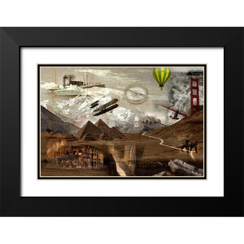 World Travel Black Modern Wood Framed Art Print with Double Matting by GraphINC