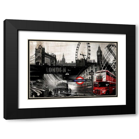 London Black Modern Wood Framed Art Print with Double Matting by GraphINC