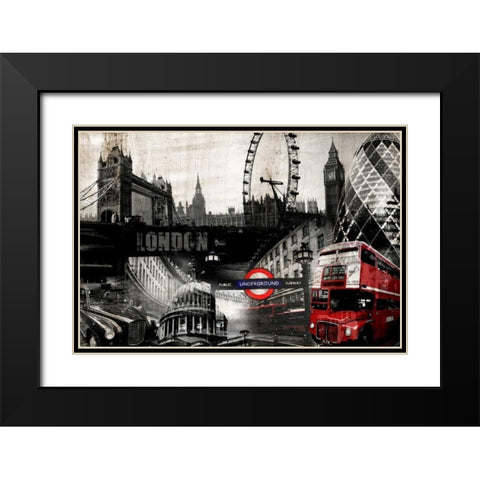 London Black Modern Wood Framed Art Print with Double Matting by GraphINC