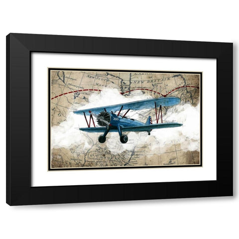 Biplane 1 Black Modern Wood Framed Art Print with Double Matting by GraphINC Studio