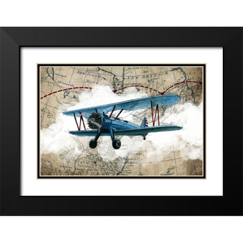 Biplane 1 Black Modern Wood Framed Art Print with Double Matting by GraphINC Studio