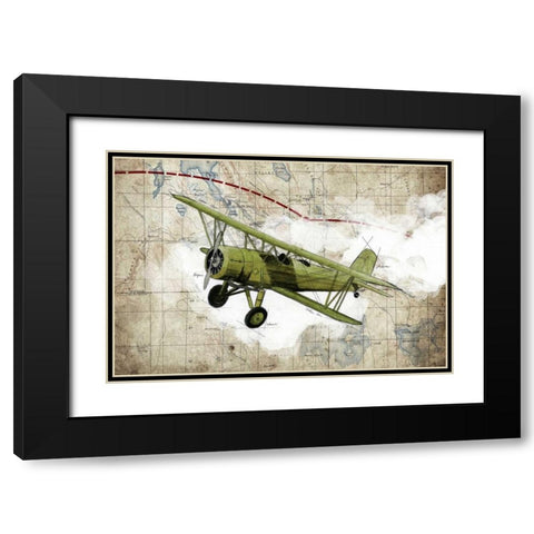Biplane 2 Black Modern Wood Framed Art Print with Double Matting by GraphINC Studio