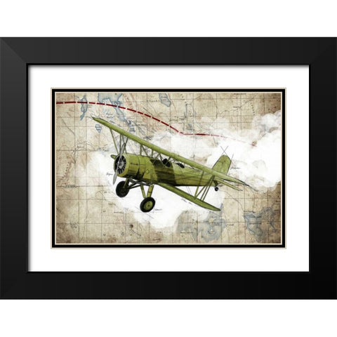 Biplane 2 Black Modern Wood Framed Art Print with Double Matting by GraphINC Studio