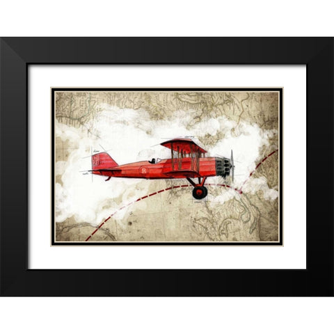 Biplane 3 Black Modern Wood Framed Art Print with Double Matting by GraphINC Studio