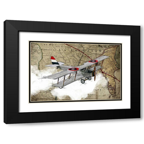 Biplane 4 Black Modern Wood Framed Art Print with Double Matting by GraphINC Studio