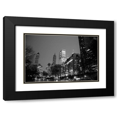 Central Park View Black Modern Wood Framed Art Print with Double Matting by PhotoINC Studio