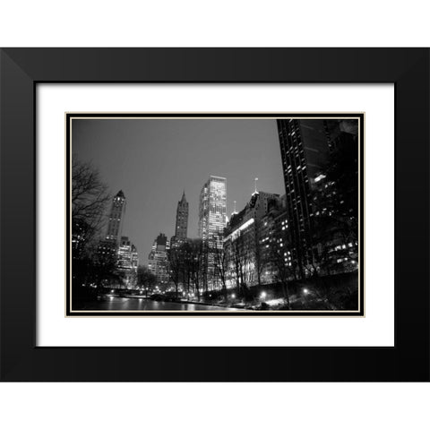 Central Park View Black Modern Wood Framed Art Print with Double Matting by PhotoINC Studio