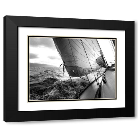 Waves Black Modern Wood Framed Art Print with Double Matting by PhotoINC Studio