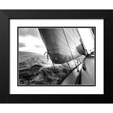 Waves Black Modern Wood Framed Art Print with Double Matting by PhotoINC Studio
