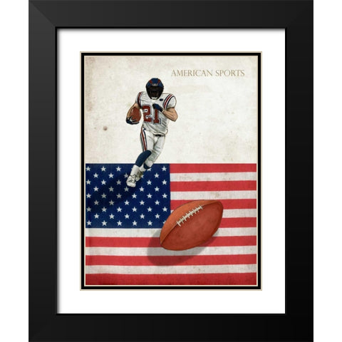 American Sports-Football 1 Black Modern Wood Framed Art Print with Double Matting by GraphINC Studio
