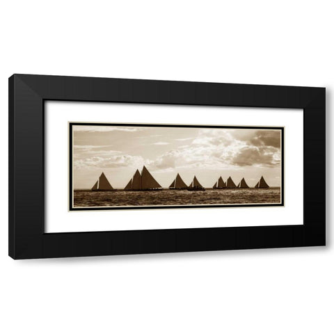 Sailboats Black Modern Wood Framed Art Print with Double Matting by GraphINC
