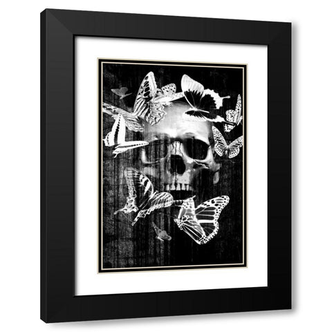 Skull Butterfly Crown Black Modern Wood Framed Art Print with Double Matting by GraphINC