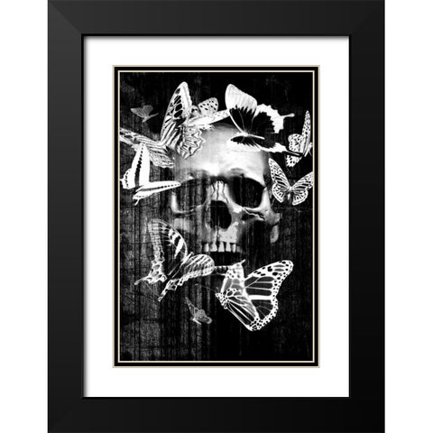 Skull Butterfly Crown Black Modern Wood Framed Art Print with Double Matting by GraphINC