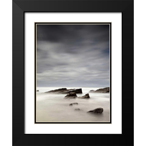 Rocks in Mist Black Modern Wood Framed Art Print with Double Matting by PhotoINC Studio