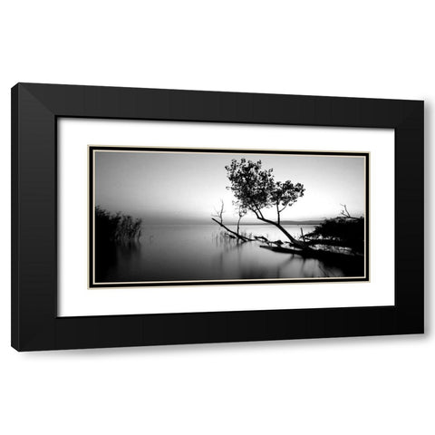 Great Lake Black Modern Wood Framed Art Print with Double Matting by PhotoINC Studio
