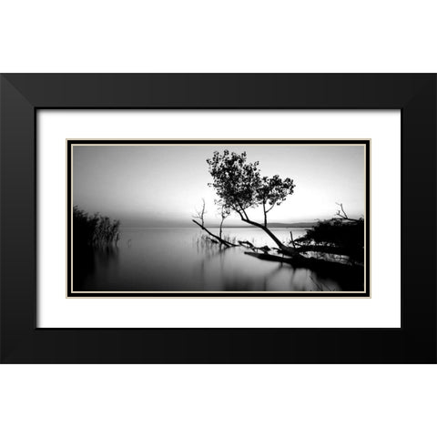 Great Lake Black Modern Wood Framed Art Print with Double Matting by PhotoINC Studio
