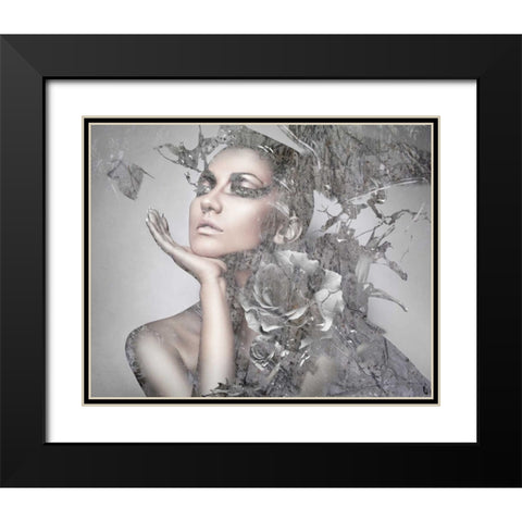 Cool Grey Black Modern Wood Framed Art Print with Double Matting by GraphINC