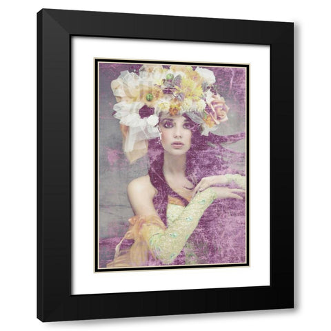 Flower Lady Black Modern Wood Framed Art Print with Double Matting by GraphINC