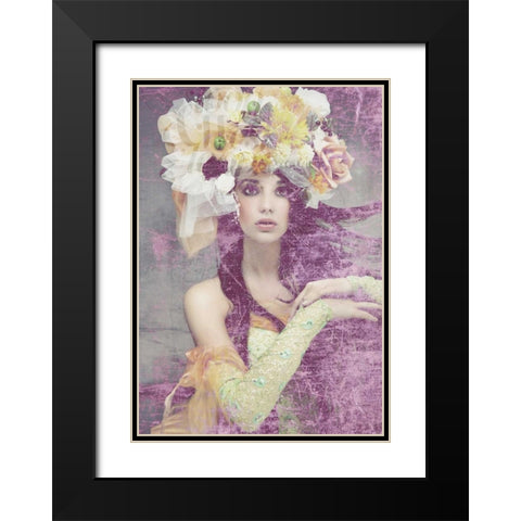 Flower Lady Black Modern Wood Framed Art Print with Double Matting by GraphINC