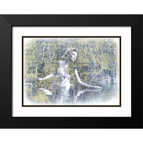 Swan Lake Black Modern Wood Framed Art Print with Double Matting by GraphINC