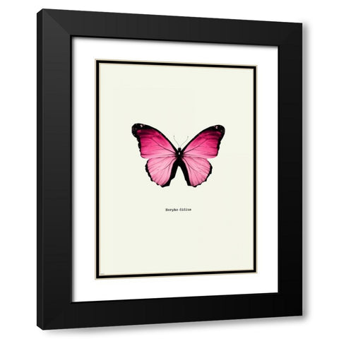 Pink Butterfly Black Modern Wood Framed Art Print with Double Matting by GraphINC
